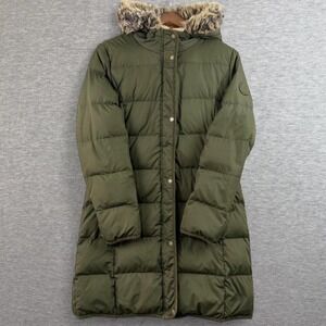 Lauren Ralph Lauren green long puffer coat faux fur hood down fill winter jacket